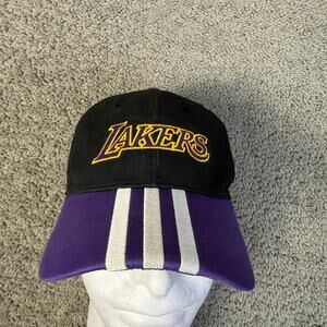 Los Angeles Lakers Hat Cap Strap Back Mens One Size Black NBA Basketball Adidas